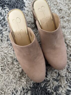 Jessica Simpson Taupe Suede Slide Mules
